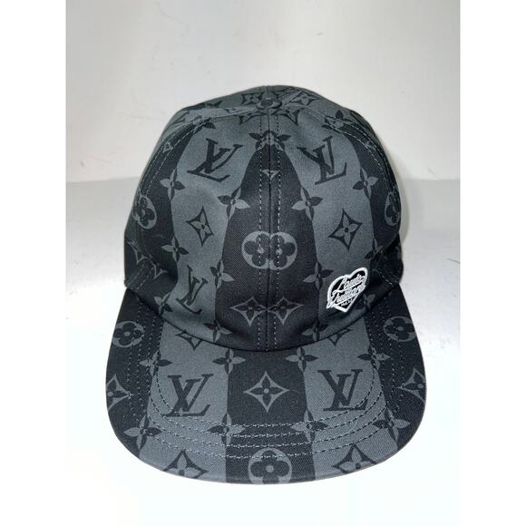 Louis Vuitton Nigo LV Made Black Grey Stripe Logo Sun Cap Baseball Hat 58cm M - Picture 2 of 9